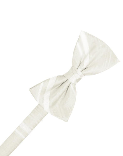 Striped Satin Bow Tie - Ivory - corbatin caballero