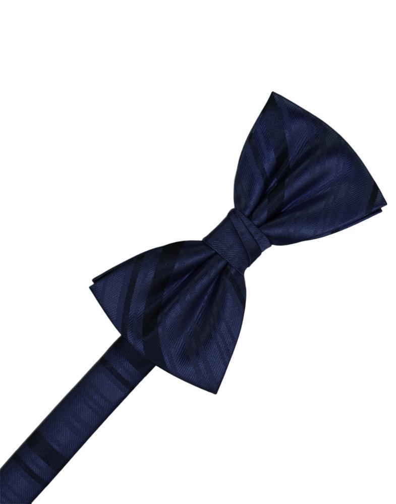 Striped Satin Bow Tie - Marine - corbatin caballero