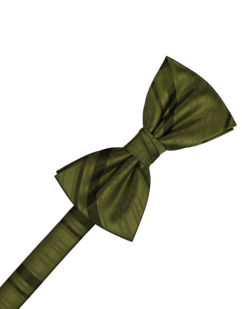Striped Satin Kids Bow Tie - Moss - corbatin niño