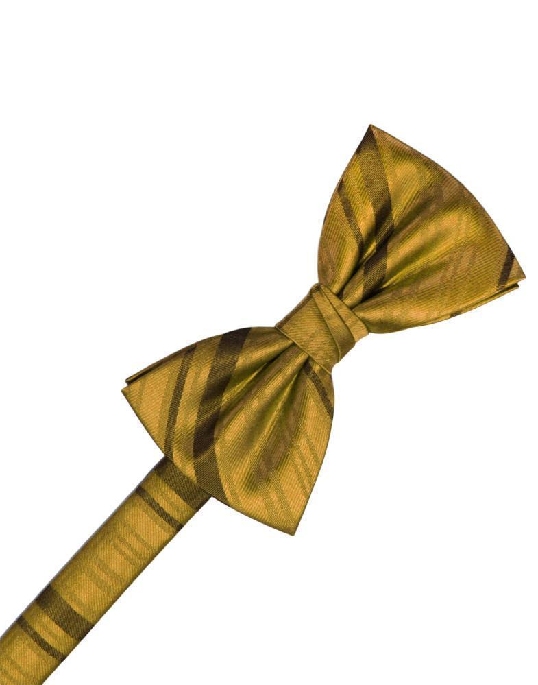 Striped Satin Kids Bow Tie - New Gold - corbatin niño