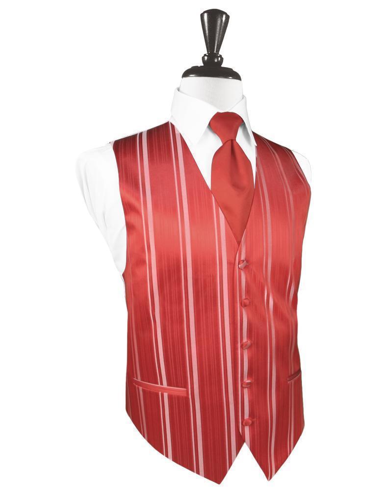 Striped Satin Tuxedo Vest 7 - XS / Persimmon - Chaleco 