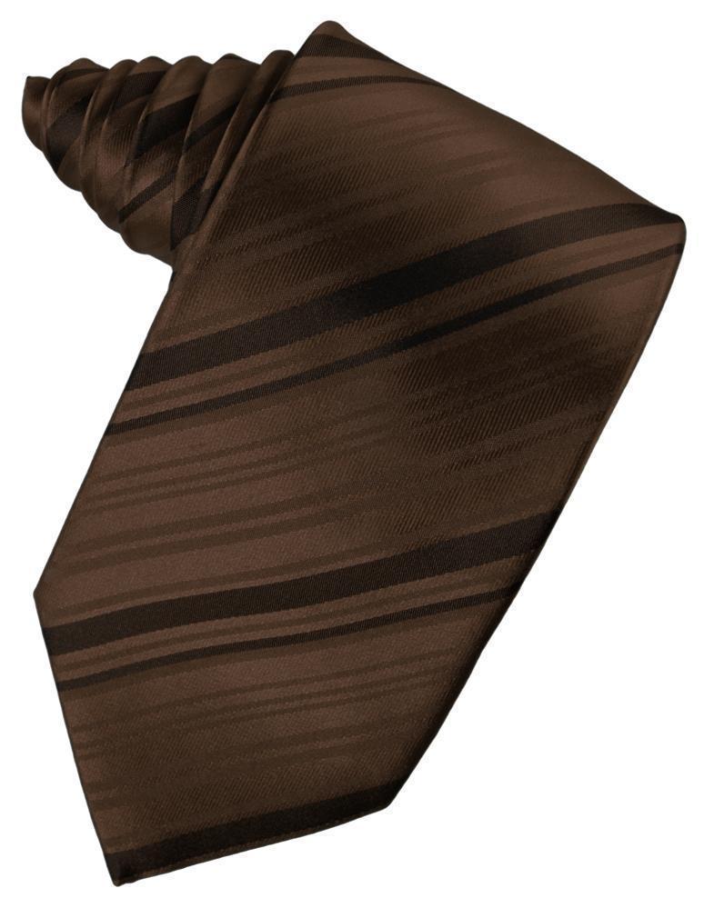Striped Silk Necktie - Chocolate - corbata Caballero