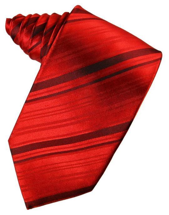 Striped Silk Necktie - Scarlet - corbata Caballero