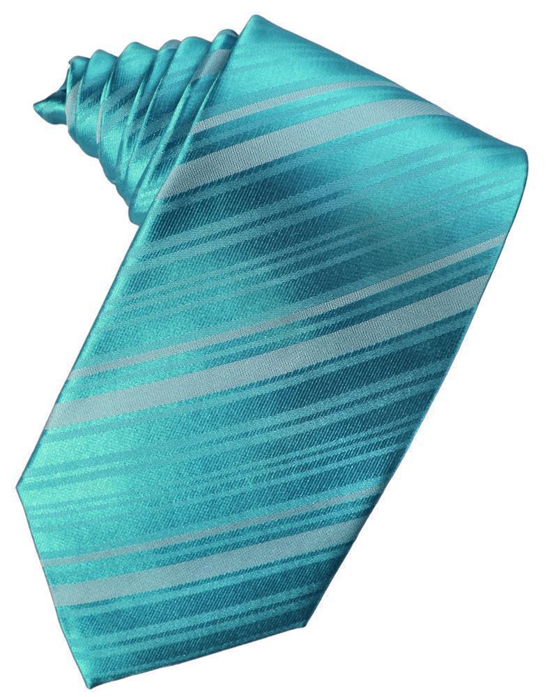 Striped Silk Necktie - Turquoise - corbata Caballero