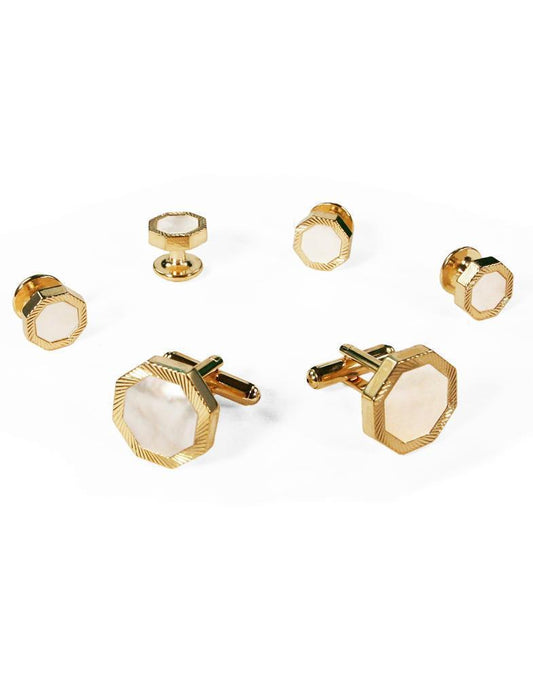 White Octagon Mother of Pearl with Gold or Silver Edge Studs